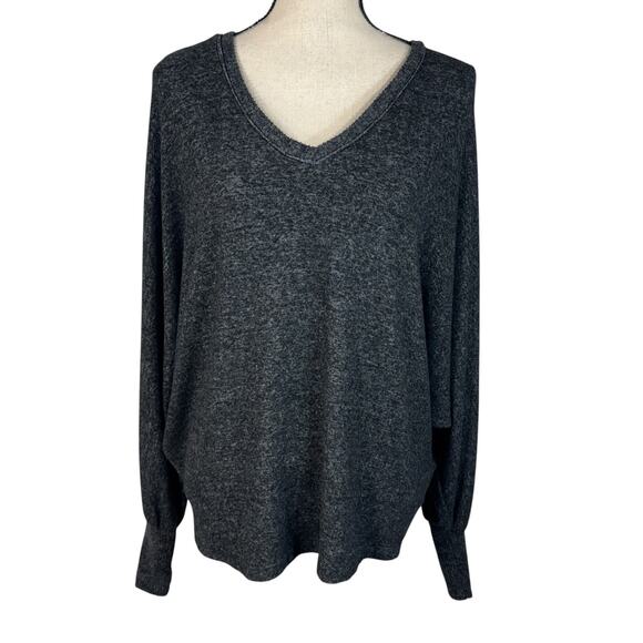 Saturday Sunday Anthropologie Medium Oversized Sweater V-Neck Long Sleeve Black - Picture 1 of 10